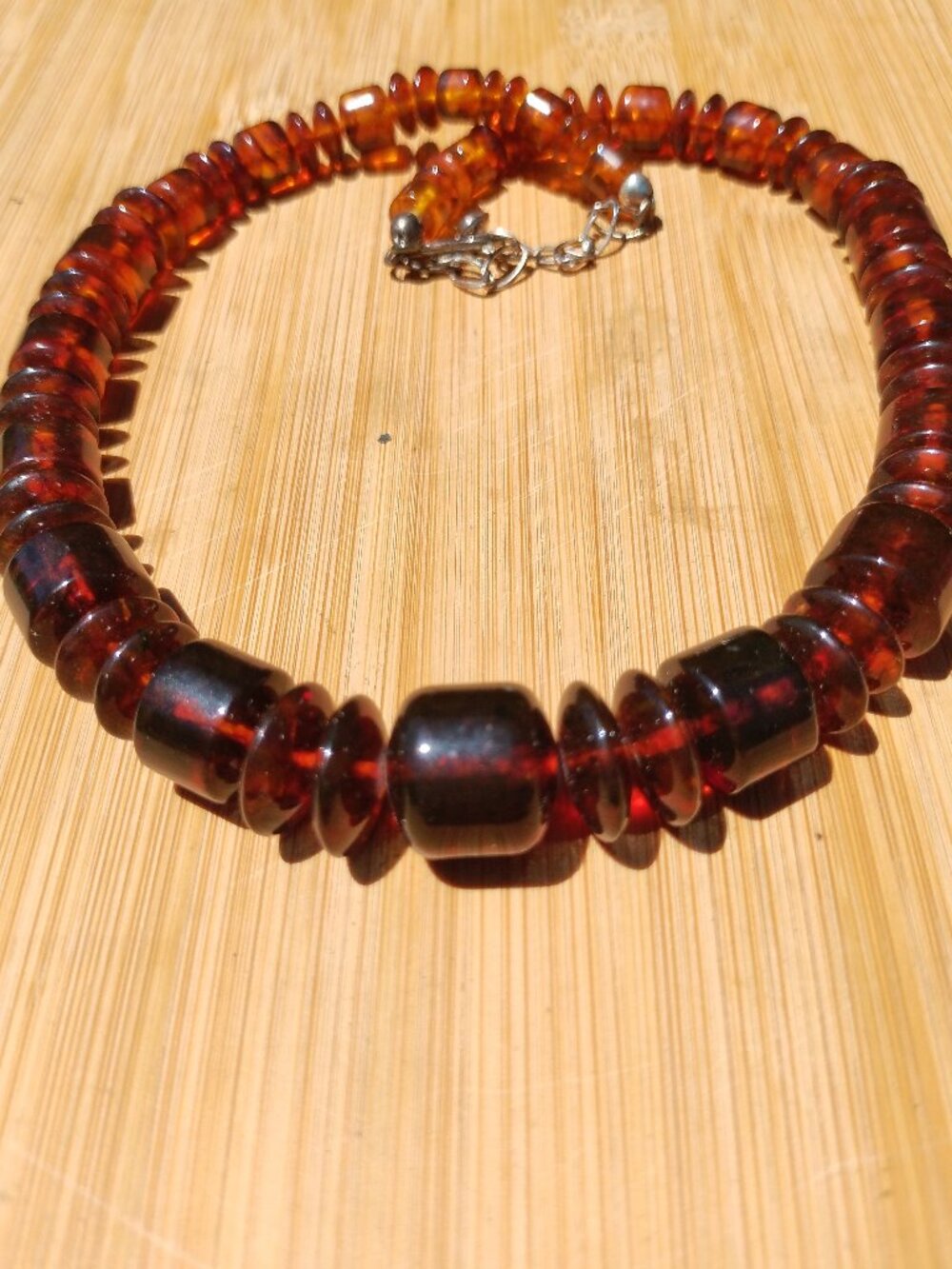 Jay King Mine find Barrel Shaped Baltic Amber Bead 925 Sterling Silver Necklace - Picture 2 of 10